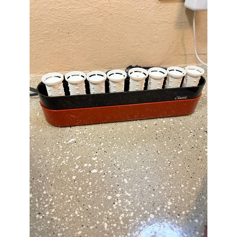 Vintage Clairol Electric Hair Rollers Red Travel Case 7‎ White Hot Rollers Retro
